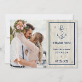 Nautisch Anker Rustiek Hout Foto Bedankkaart (Voorkant)