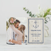 Nautisch Anker Rustiek Hout Foto Bedankkaart (Staand voorkant)