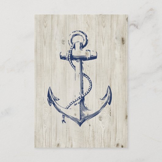 Nautisch Anker Rustiek Houten Huwelijksdetail Informatiekaartje (Achterkant)