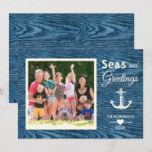 Nautisch Anker Rustieke Ocean Blue Kerstfoto Feestdagenkaart (Voorkant / Achterkant)
