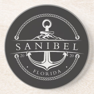 Nautisch anker Sanibel Florida 2020 Zandsteen Onderzetter