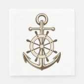  Nautisch Anker & Scheepswiel Bruine Tan Servetten (Voorkant)