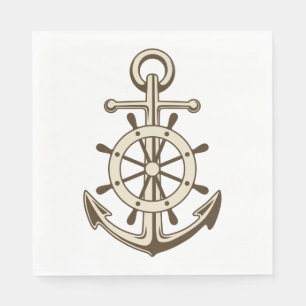  Nautisch Anker & Scheepswiel Bruine Tan Servetten
