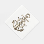  Nautisch Anker & Scheepswiel Bruine Tan Servetten (Hoek)