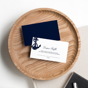 Nautisch Anker Script Baby shower Luier Raffle Informatiekaartje