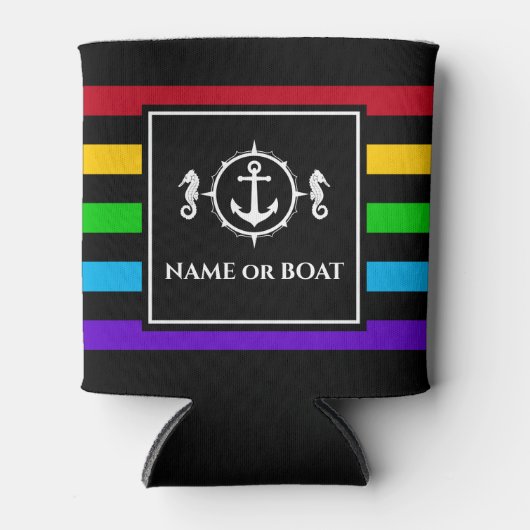 Nautisch Anker Seahorse Jouw naam of Bootneon Blikjeskoeler (Voorkant)