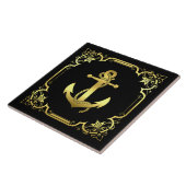 Nautisch anker silhouet/goud/zwart tegeltje (Zijkant)