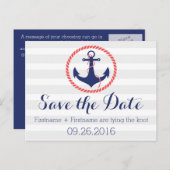 Nautisch anker Sla de datum op Aankondigingskaart (Voorkant / Achterkant)