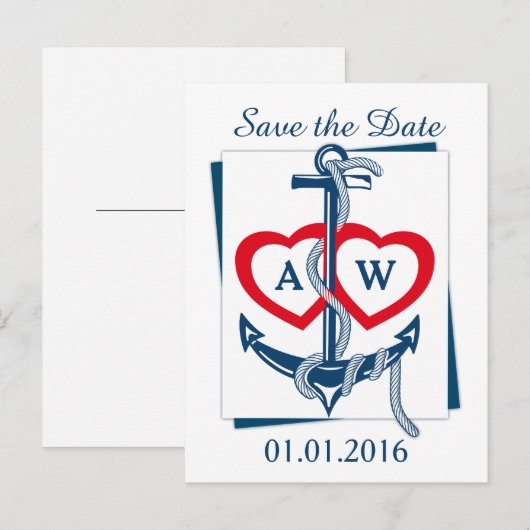 Nautisch anker sparen de briefkaarten van de Datum (Voorkant / Achterkant)