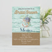 Nautisch Anker Strand Bruids Douche Uitnodiging (Staand voorkant)