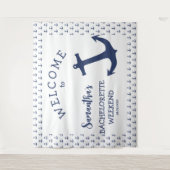 Nautisch Anker Strand Bruidsfeest Achtergrond Wandkleed (Voorkant)