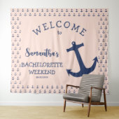 Nautisch Anker Strand Bruidsmeisjesfeest Achtergro Wandkleed (In Situ (horizontaal))