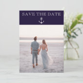 Nautisch anker strand bruiloft foto Sla de datum o Save The Date (Staand voorkant)