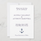 Nautisch anker strand bruiloft foto Sla de datum o Save The Date (Achterkant)