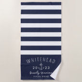 Nautisch Anker Streep Marine Monogram Strandlaken (Voorkant)