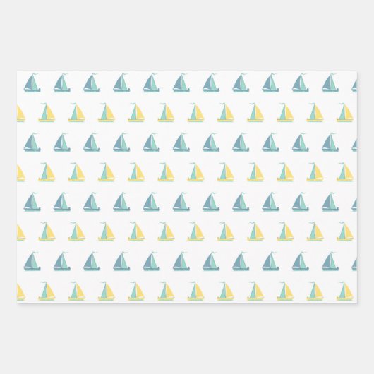 Nautisch anker, Stripes en zeilboot Inpakpapier Vel (Voorkant 3)