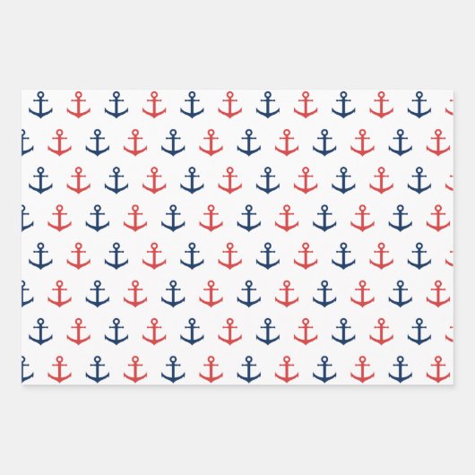 Nautisch anker, Stripes en zeilboot Inpakpapier Vel (Voorkant)