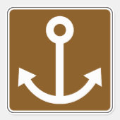 Nautisch anker symbool Bruin Marina teken Vierkante Sticker (Voorkant)