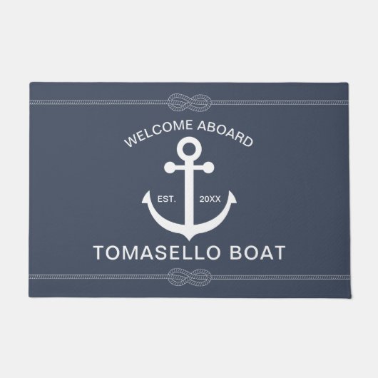 Nautisch anker touw boot naam deurmat (Voorkant)