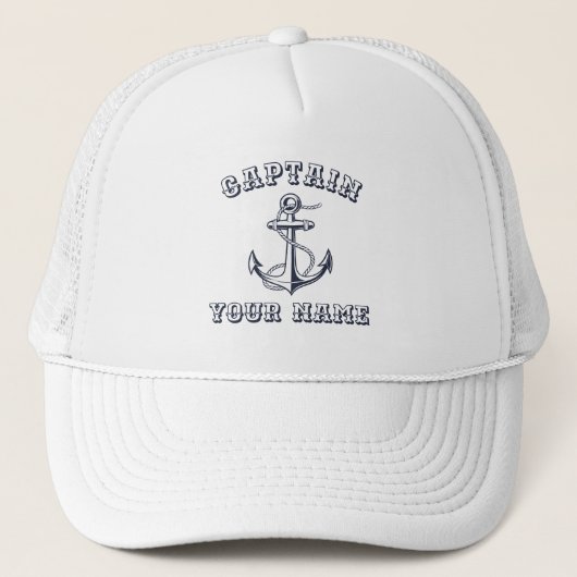 Nautisch Anker Touw Captain Custom Naam Trucker Pet (Voorkant)