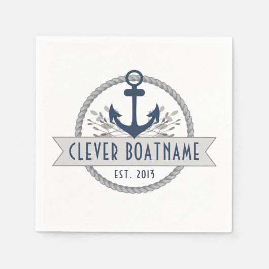 Nautisch anker & touw gepersonaliseerd servet (Voorkant)