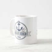 Nautisch anker & touw Gepersonaliseerde Logo Koffiemok (Voorkant links)