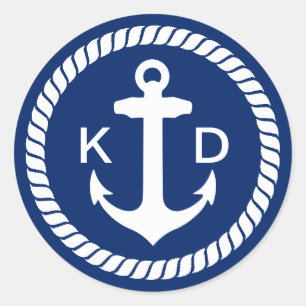 Nautisch Anker & Touw Huwelijksgunst Ronde Sticker