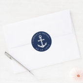 Nautisch Anker Trouwdatum Ronde Sticker (Envelop)