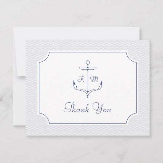 Nautisch Anker Trouwen Dank u kaart (Voorkant)
