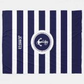 Nautisch anker voor marineslauw en witte strepen fleece deken (Voorkant (Horizontaal))