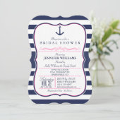 Nautisch Anker Vrijgezellenfeest; Navy & Pink Kaart (Staand voorkant)