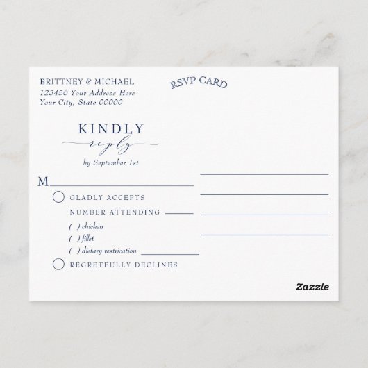 Nautisch Anker Waterverf Ocean Meal Keuze RSVP Briefkaart (Achterkant)