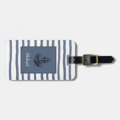 Nautisch anker waterverf strepen gepersonaliseerd bagagelabel (Voorkant horizontaal)