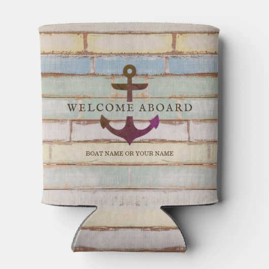 Nautisch Anker WELKOM AAN BOORD Rustieke Boot Naam Blikjeskoeler (Achterkant)