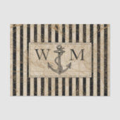 Nautisch Anker  Wereldkaart Monogram Tissuepapier (Voorkant)