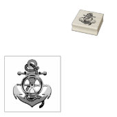 Nautisch anker/wiel en touw, zeemanker rubberstempel (Gestempeld)