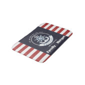 Nautisch anker, wiel, marineblauw, rode strepen badmat (Gekanteld)