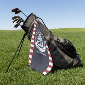 Nautisch anker, wiel, marineblauw, rode strepen golfhanddoek (Groen)