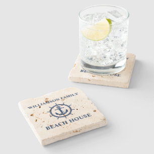 Nautisch-anker-wielrenhuis Travertine Stenen Onderzetter