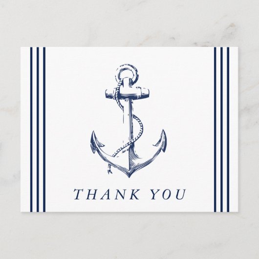 Nautisch Anker Wit Dank Je Wel Briefkaart (Voorkant)