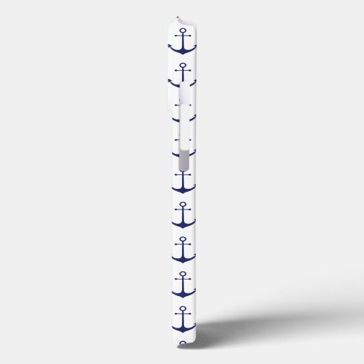 Nautisch anker wit, donkerblauw blauw patroon, sch Case-Mate iPhone case (Achterkant / Links)