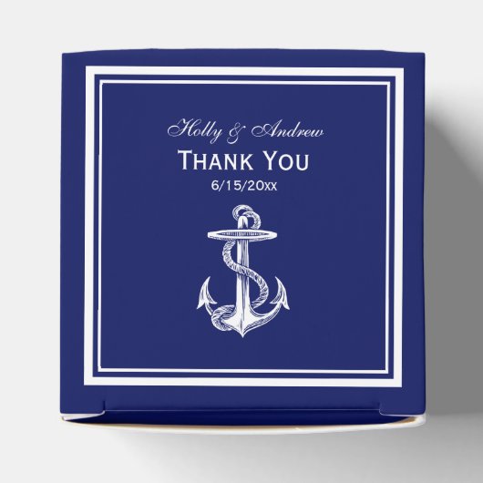 Nautisch Anker Wit Ingelijste, Navy BG TY Favor Bo Bedankdoosjes (Bovenkant)