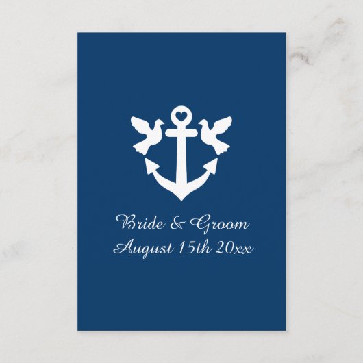 Nautisch anker & witte duiven silhouet bruiloft informatiekaartje (Voorkant)
