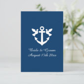 Nautisch anker & witte duiven silhouet bruiloft informatiekaartje (Staand voorkant)