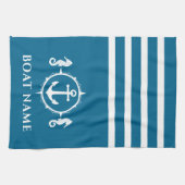 Nautisch Anker Zeepaardje Uw Bootnaam Aqua Blue Theedoek (Horizontaal)