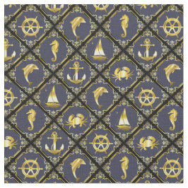 Nautisch anker/zeilboot/wiel/vuurtoren/dolfijn stof