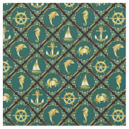 Nautisch anker/zeilboot/wiel/vuurtoren/dolfijn stof