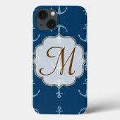 Nautisch Anker Zeilzeilen Monogram IPAD Case (Achterkant)