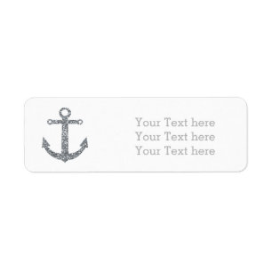 Nautisch anker zilver glitters glamour adreslabels etiket