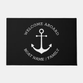 Nautisch anker zwart Aangepaste naam Welkomstbord Deurmat (Voorkant)